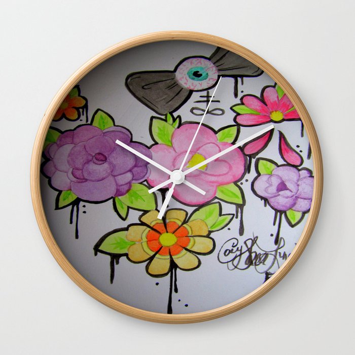 Floral CreepFest Wall Clock