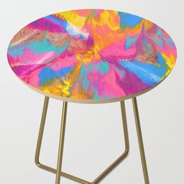 Rainbow and Gold Abstract Fire Side Table
