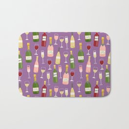 Rose drinks champagne wine bar art food fight apparel and gifts purple Bath Mat