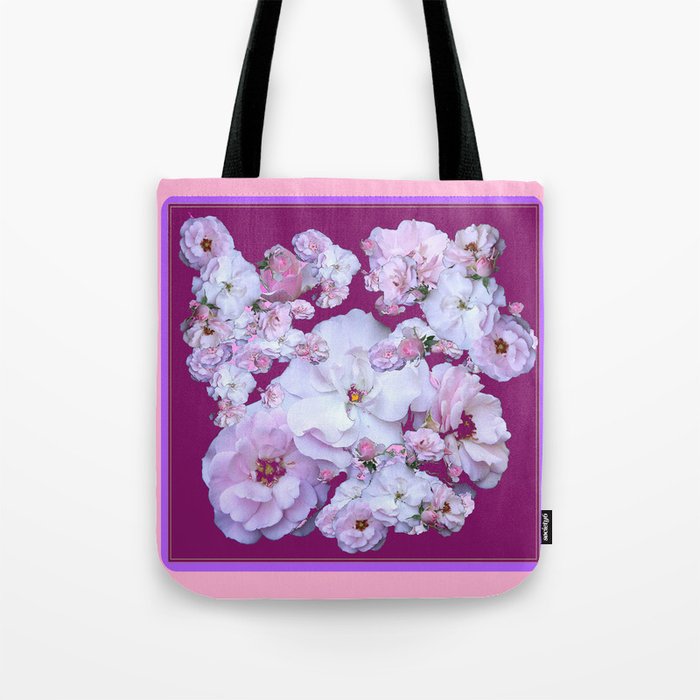 White English Fairy Roses in Purple-Coral Pink Color Design Tote Bag