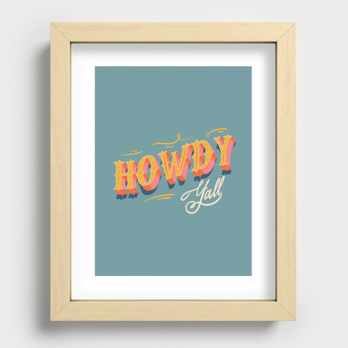 Howdy Y'all | Yellow Orange Blue Recessed Framed Print