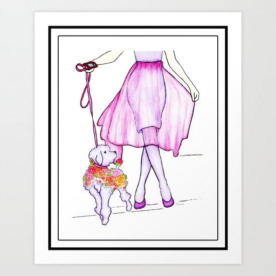 Parisian Poodle's Day Out Framed Art Print