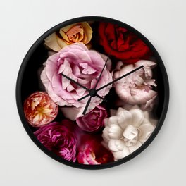 Red, White, Yellow, and Pink Roses Wall Clock | Photo, Red, Pink, Flowers, Scanogram, Yellow, Christmas, Floral, Classic, Girly 