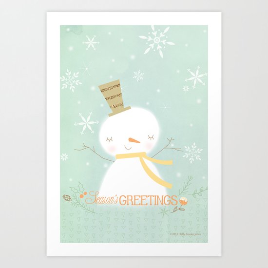Season's Greetings Snowman Art Print
