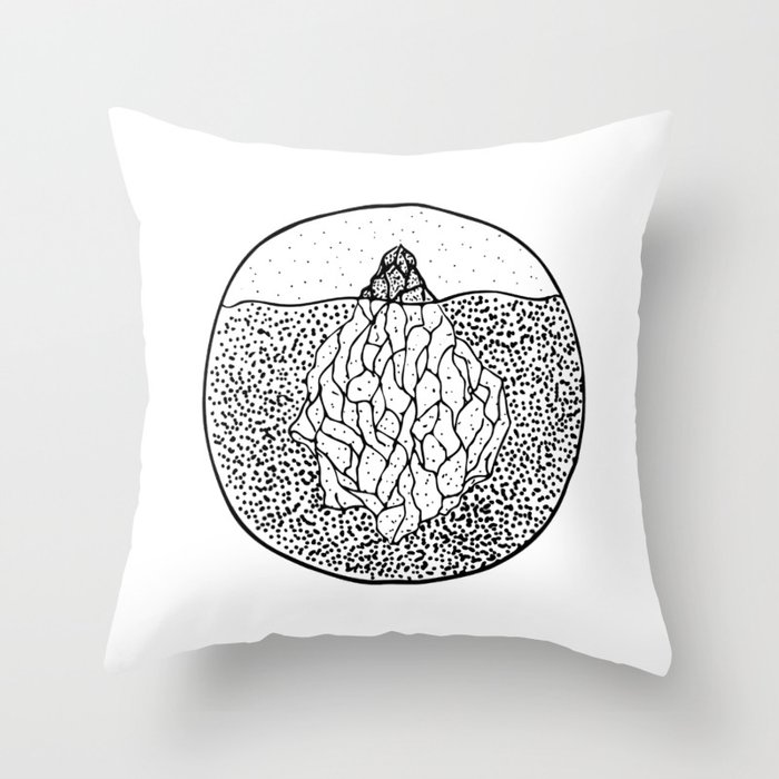 Black and white iceberg abstract sketch Throw Pillow