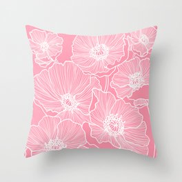 Light Pink Poppies Throw Pillow