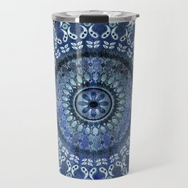 Vintage Blue Wash Mandala Travel Mug