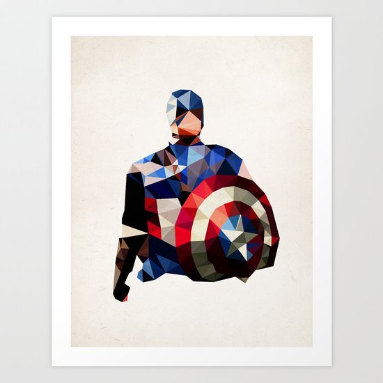 Polygon Heroes - Captain America Art Print