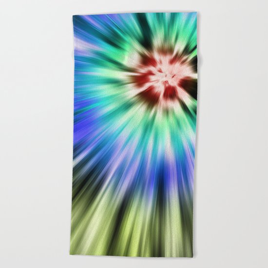 Colorful Starburst Tie Dye Beach Towel