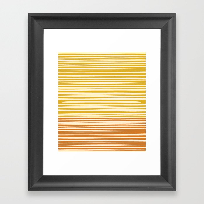 Natural Stripes Modern Minimalist Colour Block Pattern Mustard Orange Ochre Cream Framed Art Print