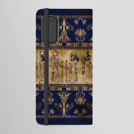 Egyptian Gods and Ornamental border - blue and gold Android Wallet Case