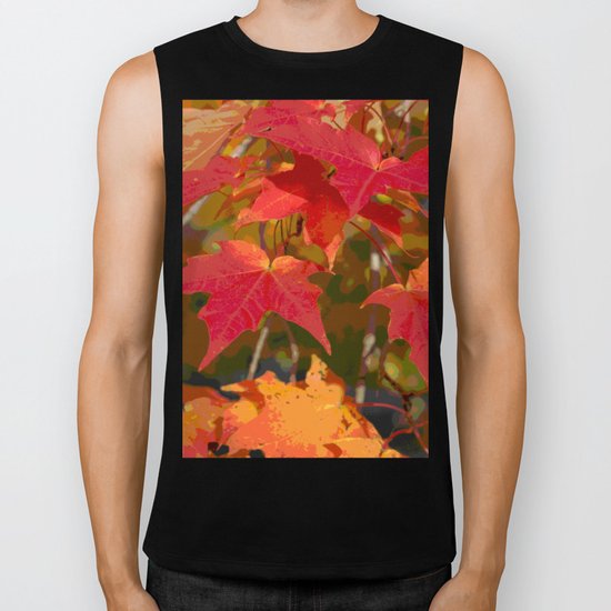 Fiery Autumn Maple Leaves 4966 Biker Tank