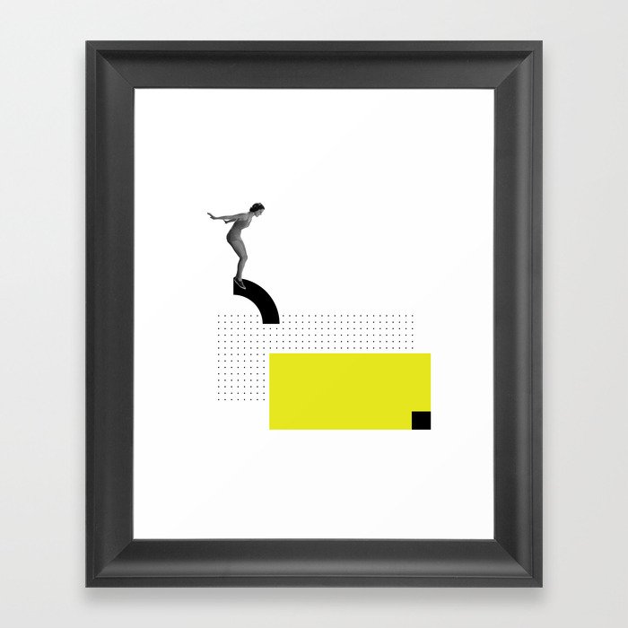 JUMP, Collage Art, Black and White photo, Graphic Art Framed Art Print