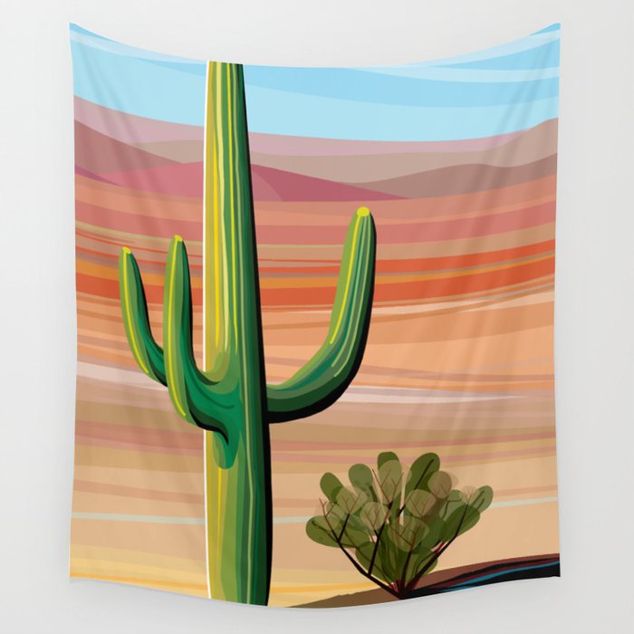 Saguaro Cactus in Desert Wall Tapestry