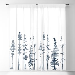Navy Trees Silhouette Blackout Curtain