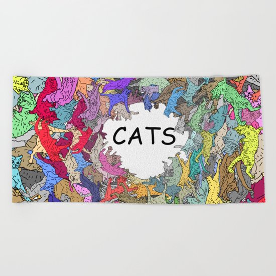 Colorful Rainbow Cats Beach Towel