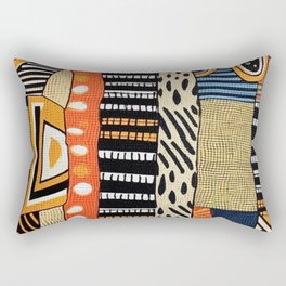 Safari Kaleidoscope: Vibrant African Textile Fusion Rectangular Pillow