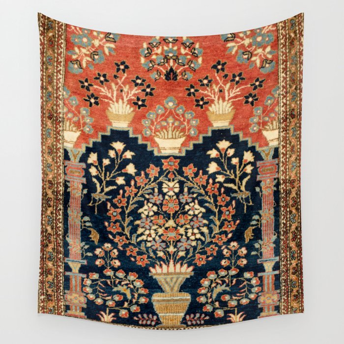 Kashan Poshti  Antique Central Persian Rug Print Wall Tapestry