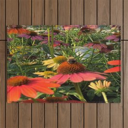 Coral Colored  Echinacea flower Outdoor Rug
