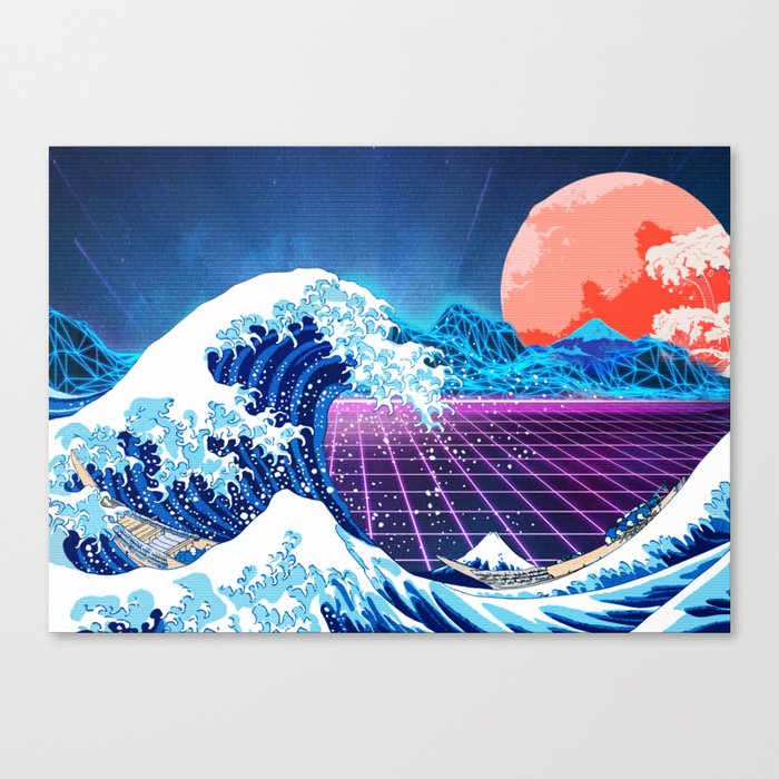 Synthwave Space: The Great Wave off Kanagawa #3 Canvas Print