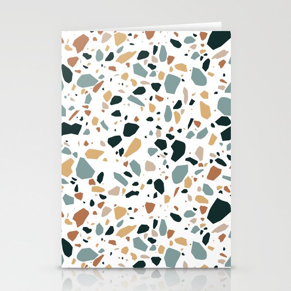 Terrazzo flooring pattern with traditional white marble rocks Stationery Cards