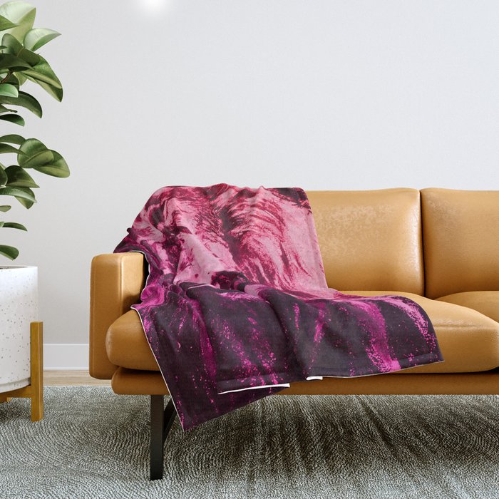 Panthera Leo Carboneum - Pink Throw Blanket
