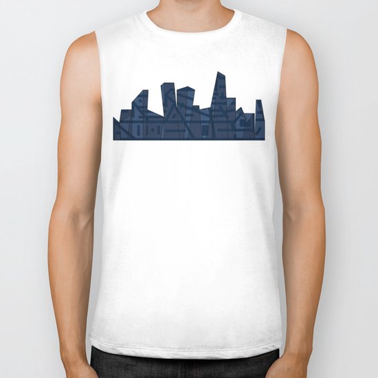 Barruf's Skyline In Blue Biker Tank