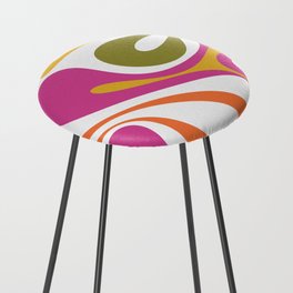 Retro Mod Swirl Vintage Contemporary Abstract Pattern Counter Stool