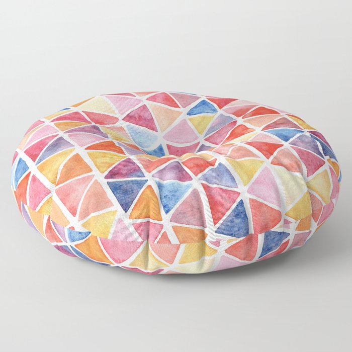 Watercolor Triangles - Rainbow Floor Pillow