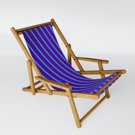[ Thumbnail: Indigo and Blue Colored Lines/Stripes Pattern Sling Chair ]