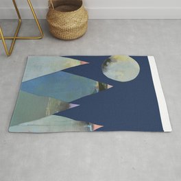 Full Moon Night Sky and Mountains Area & Throw Rug