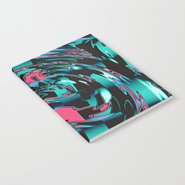 Teal Psychedelic Checkered Warp  Notebook