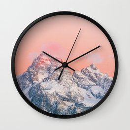 Alpenglow Mountain Sunset Wall Clock | Nature, Curated, Sunset, Magical, Photo, Wanderlust, Gradient, Vibrant, Pink, Colorful 