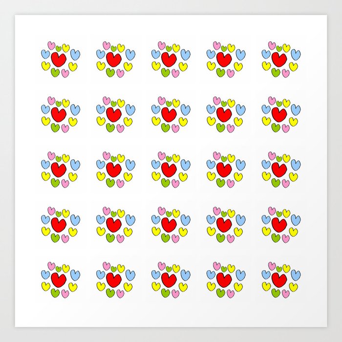 Heart 3 Heart Love Romantism Girl Sweet Women Romantic Cute Beauty Multicolor Art Print