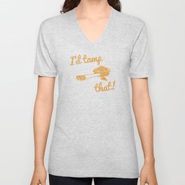 I'd Tamp That! (Espresso Portafilter) // Mustard Yellow Barista Coffee Shop Humor Graphic Design V Neck T Shirt