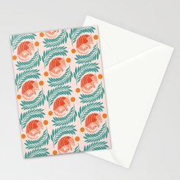 Sleepy Armadillo – Orange and Teal Pattern Stationery Card