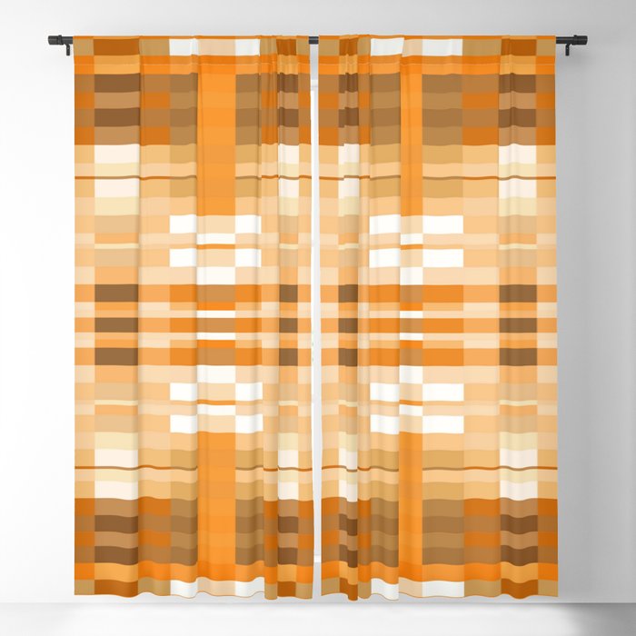 geometric symmetry pixel square pattern abstract background in brown Blackout Curtain