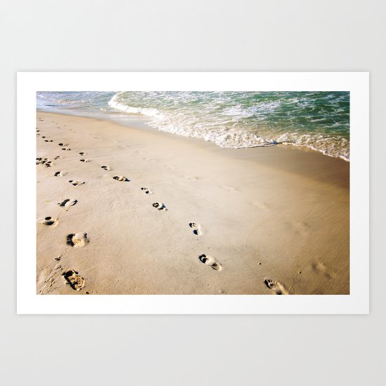 footprints in the sand Art Print