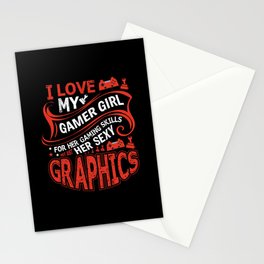 Funny Gamer Girlfriend Quote Vintage Stationery Card