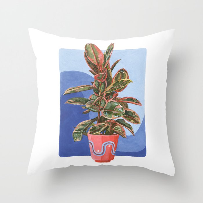 Variegated Rubber Tree Throw Pillow