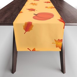 Autumn Pumpkins & Leaves Fall Pattern Table Runner