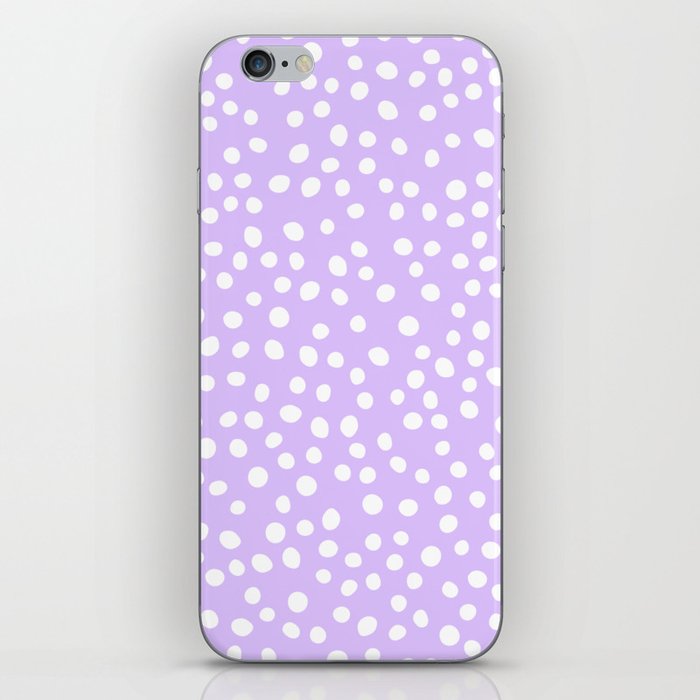 Lavender purple and white doodle dots iPhone Skin