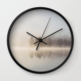 Misty Morning By The Lake Wall Clock
