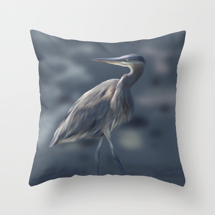 Low Tide Heron  Throw Pillow