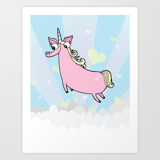 Pink Prancing Unicorn Art Print