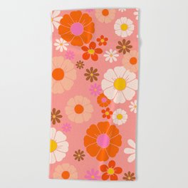 Groovy 60's Mod Flower Power Beach Towel | Digital, Curated, Colourful, Artsy, Pattern, Flowers, Aesthetic, 60S, Pop Art, Arthoe 