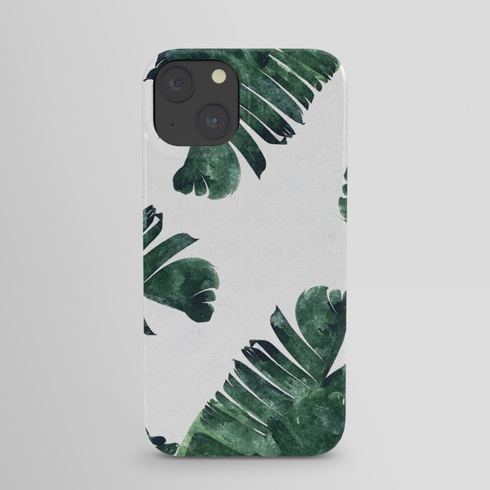 Banana Leaf Watercolor Painting, Tropical Nature Botanical Palm Illustration Bohemian Minimal Luxe iPhone Case