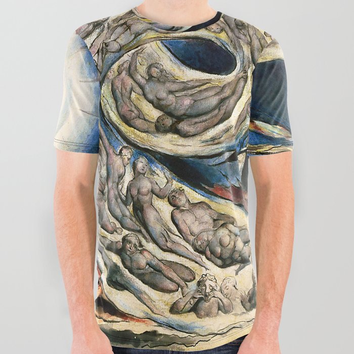 William Blake "Illustrations to Dante's Divine Comedy - The Circle of the Lustful Francesca Rimini" All Over Graphic Tee