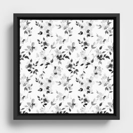 Black and White Floral Background Framed Canvas