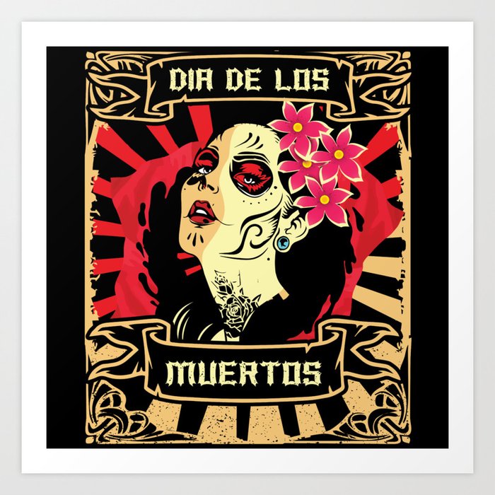 Mexican Lottery La Catrina Muertos Day Of Dead Art Print